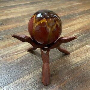 Vintage Mid-Century Art Pottery Sphere with a Drip Glaze Finish
